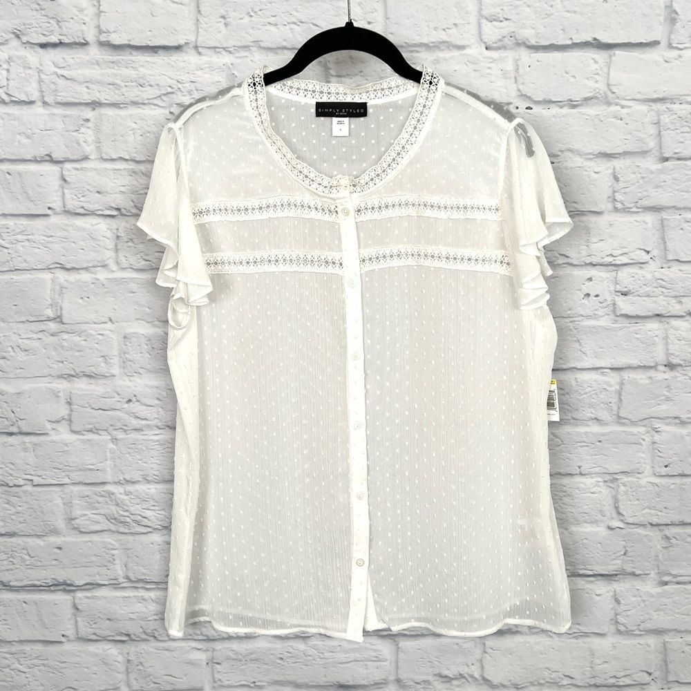 New Sheer Blouse Flutter Sleeve Simply Styled